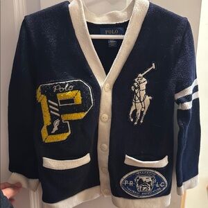Polo by Ralph Lauren Blue and White Varsity Sweater